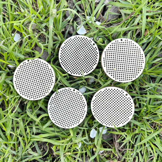 Round Cross Stitch Pendant Blank 50 mm/2 inch Wooden Embroidery Base Birch Plywood Circle for Jewelry Making Craft Supplies Bulk Set