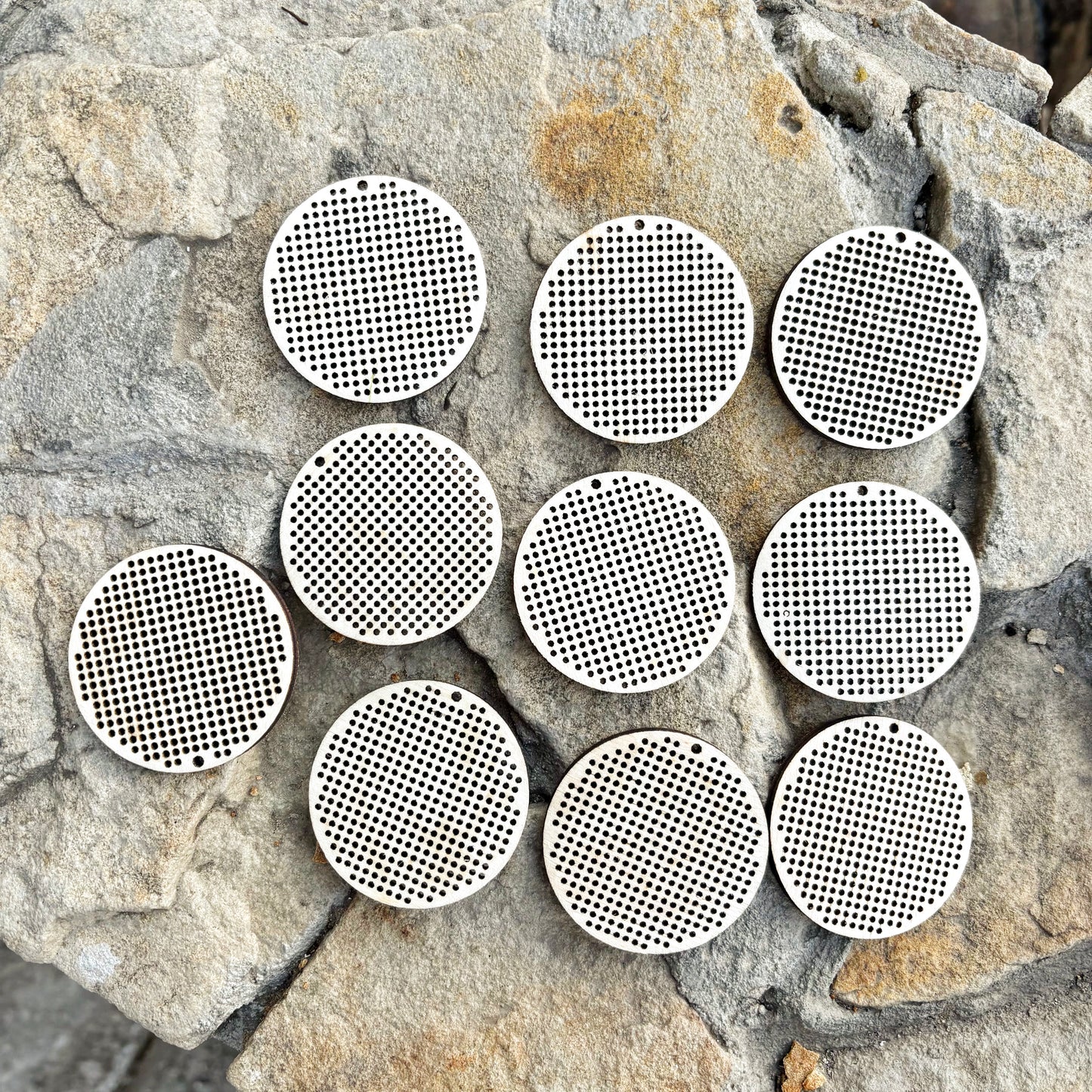 Round Cross Stitch Pendant Blank 50 mm/2 inch Wooden Embroidery Base Birch Plywood Circle for Jewelry Making Craft Supplies Bulk Set