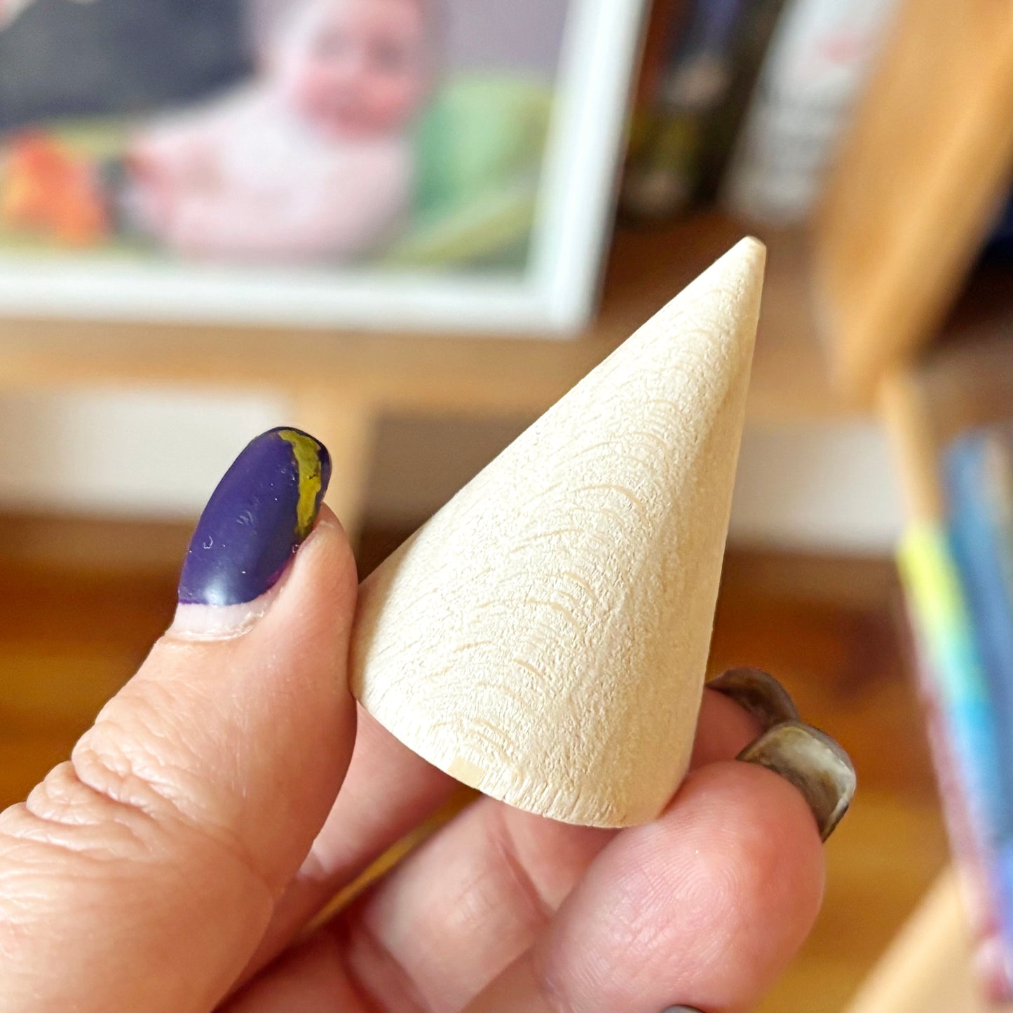 Unfinished Wooden Cones 40mm, Beech Wood Craft Shapes Set, Peg Doll Parts, Waldorf Toy Supply, DIY Wood Cones Bulk