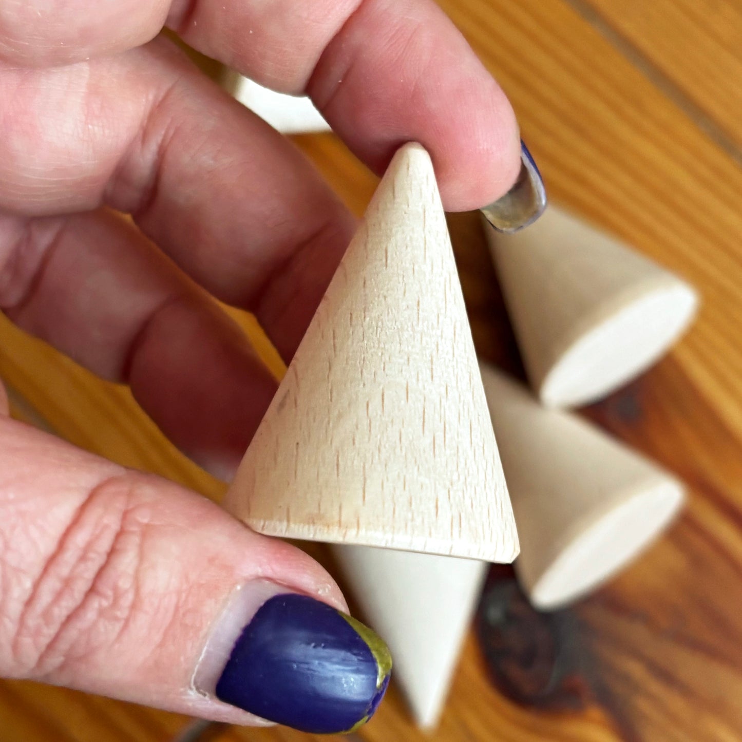 Unfinished Wooden Cones 40mm, Beech Wood Craft Shapes Set, Peg Doll Parts, Waldorf Toy Supply, DIY Wood Cones Bulk