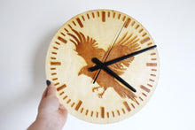 Load image into Gallery viewer, Wooden clock - Crow - natural color - 300 mm - 11.8 inches - ready to ship - handmade clock - Silent clock mechanism
