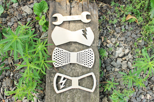 Unfinished laser cut plywood bow-ties - natural - eco friendly