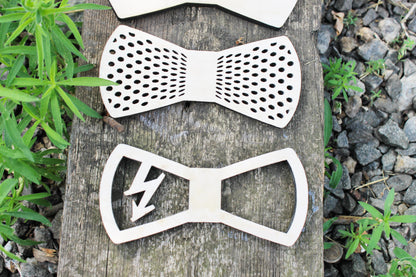 Unfinished laser cut plywood bow-ties - natural - eco friendly