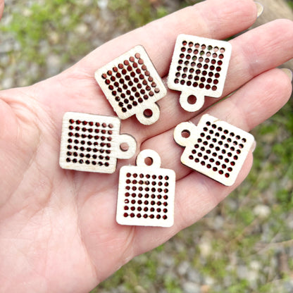 Mini Cross Stitch Wood Blank 0.8 Inch Square, Tiny Embroidery Base Birch Plywood 4mm, Earring Pendant DIY Craft Supply