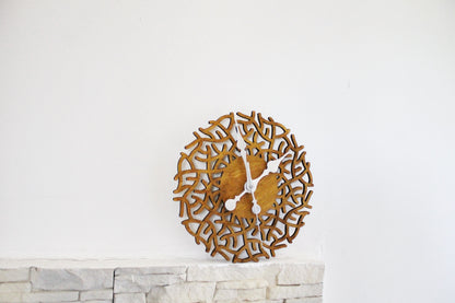 Wooden nature clock - walnut color - 320 mm - 12.6 inches - handmade clock - Silent clock mechanism