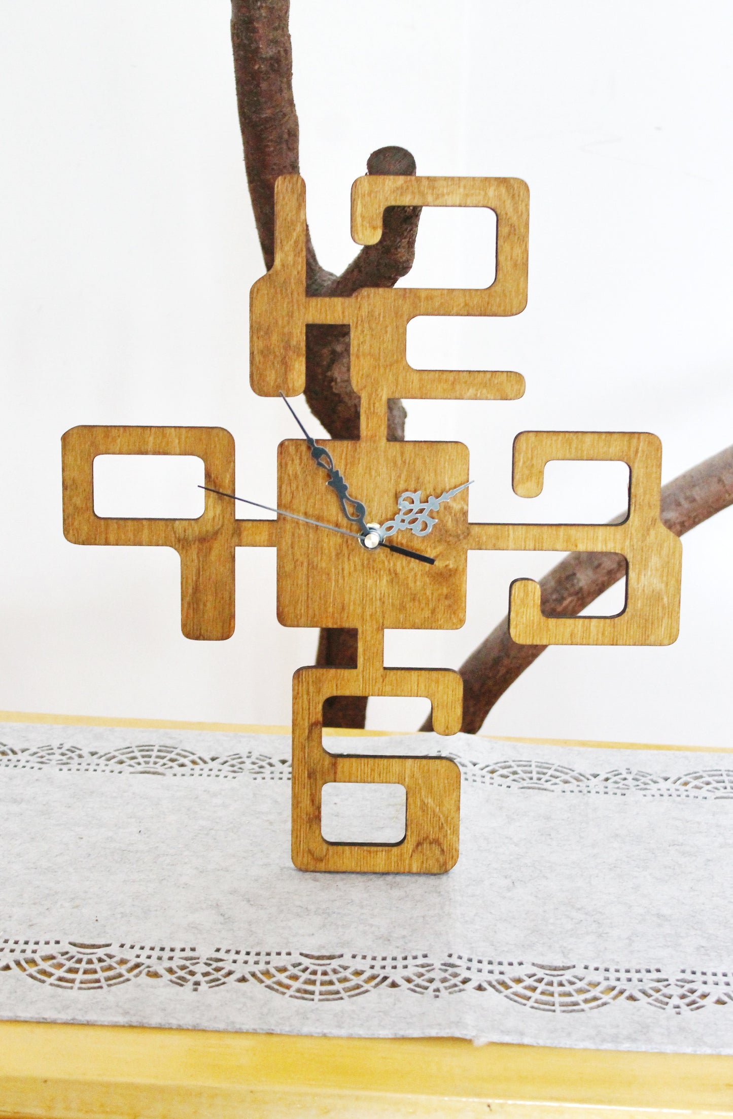 Wooden clock - walnut color - 350 mm - 13.8 inches - light and ready to ship - handmade clock - Silent clock mechanism