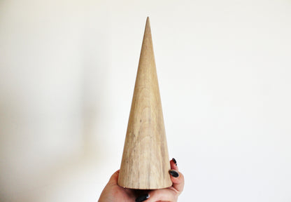 Big wooden cones 245 mm x 75 mm (9.6x3 inch)- natural eco-friendly - beech wood (stripes - wood structure)