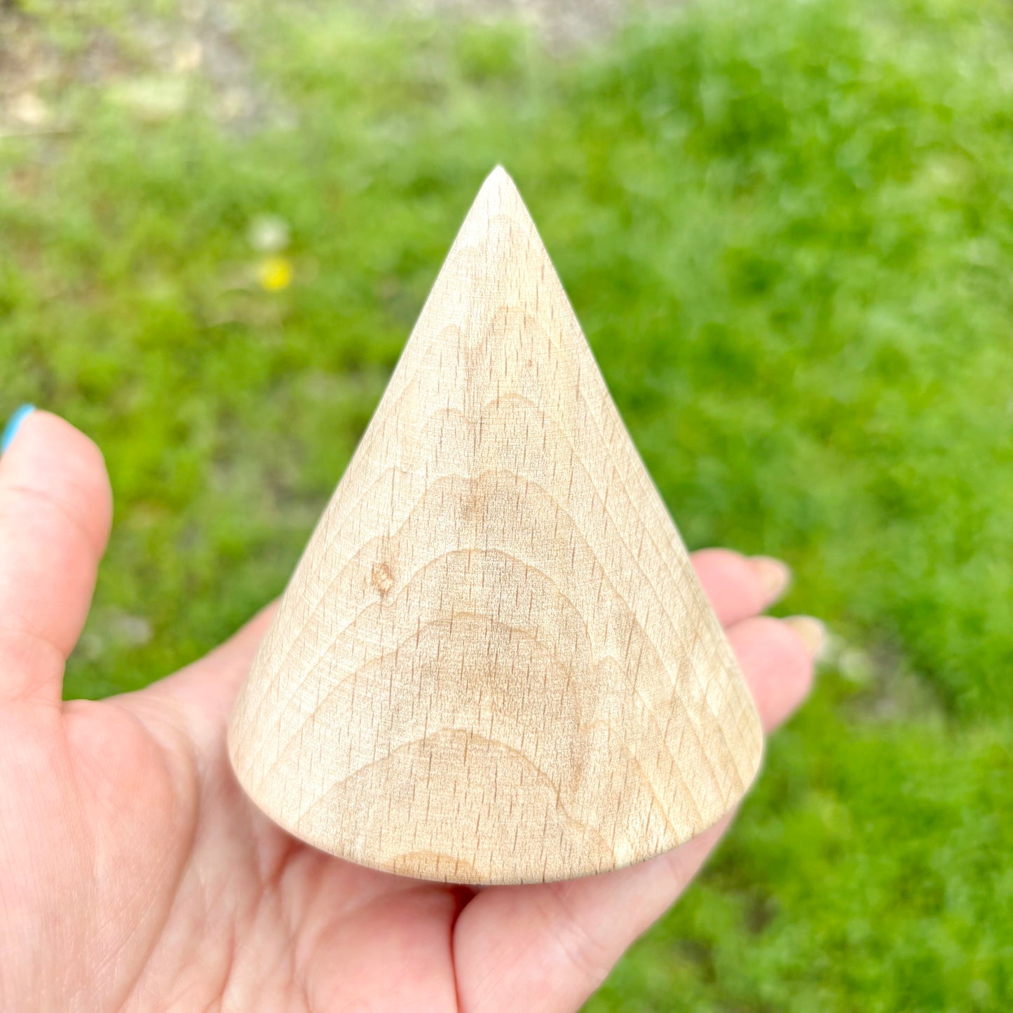 Large Wooden Cone 3 Inch, Unfinished Beech Wood Cone for Waldorf Crafts, Montessori Decor, Natural DIY Wood Shape