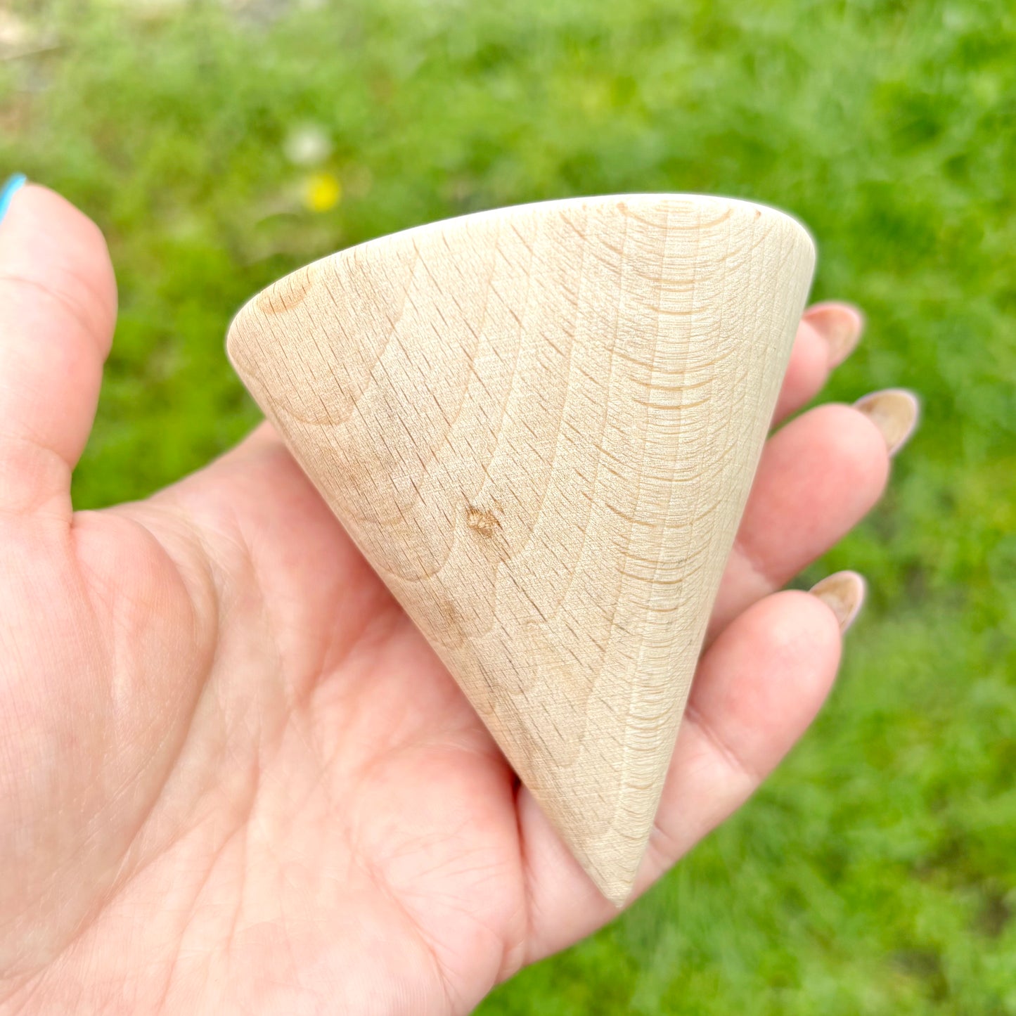 Large Wooden Cone 3 Inch, Unfinished Beech Wood Cone for Waldorf Crafts, Montessori Decor, Natural DIY Wood Shape