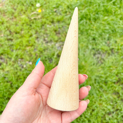 Large Wooden Cone 150mm - 5.9 inch - Beech Wood Blank for Crafts Natural Waldorf Decor DIY Painting Cone Peg Doll Base