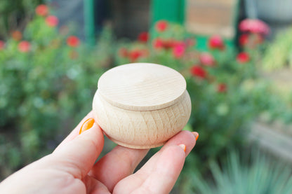 65 mm round unfinished wooden box - 2.6 inches - natural, eco friendly - made of beech wood