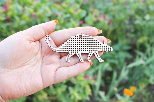 Ankylosaurus - cross stitch blank - 97 mm - 3.8 inch - blank Wood for Needlecraft - wooden cross stitch blank