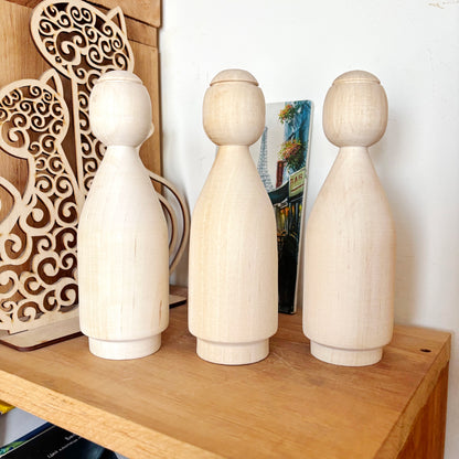 Large Unfinished Wooden Doll Figure, Beech Wood Peg Doll Body, Waldorf Craft Blank, DIY Painting Decor, 205mm - 8.1 inches