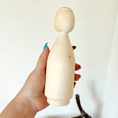 Large Unfinished Wooden Doll Figure, Beech Wood Peg Doll Body, Waldorf Craft Blank, DIY Painting Decor, 205mm - 8.1 inches