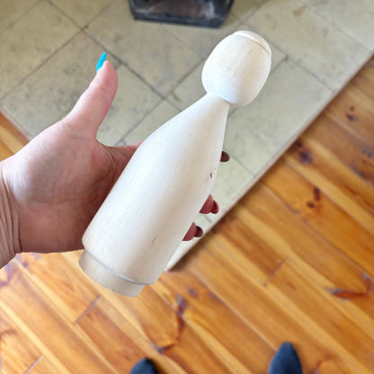 Large Unfinished Wooden Doll Figure, Beech Wood Peg Doll Body, Waldorf Craft Blank, DIY Painting Decor, 205mm - 8.1 inches