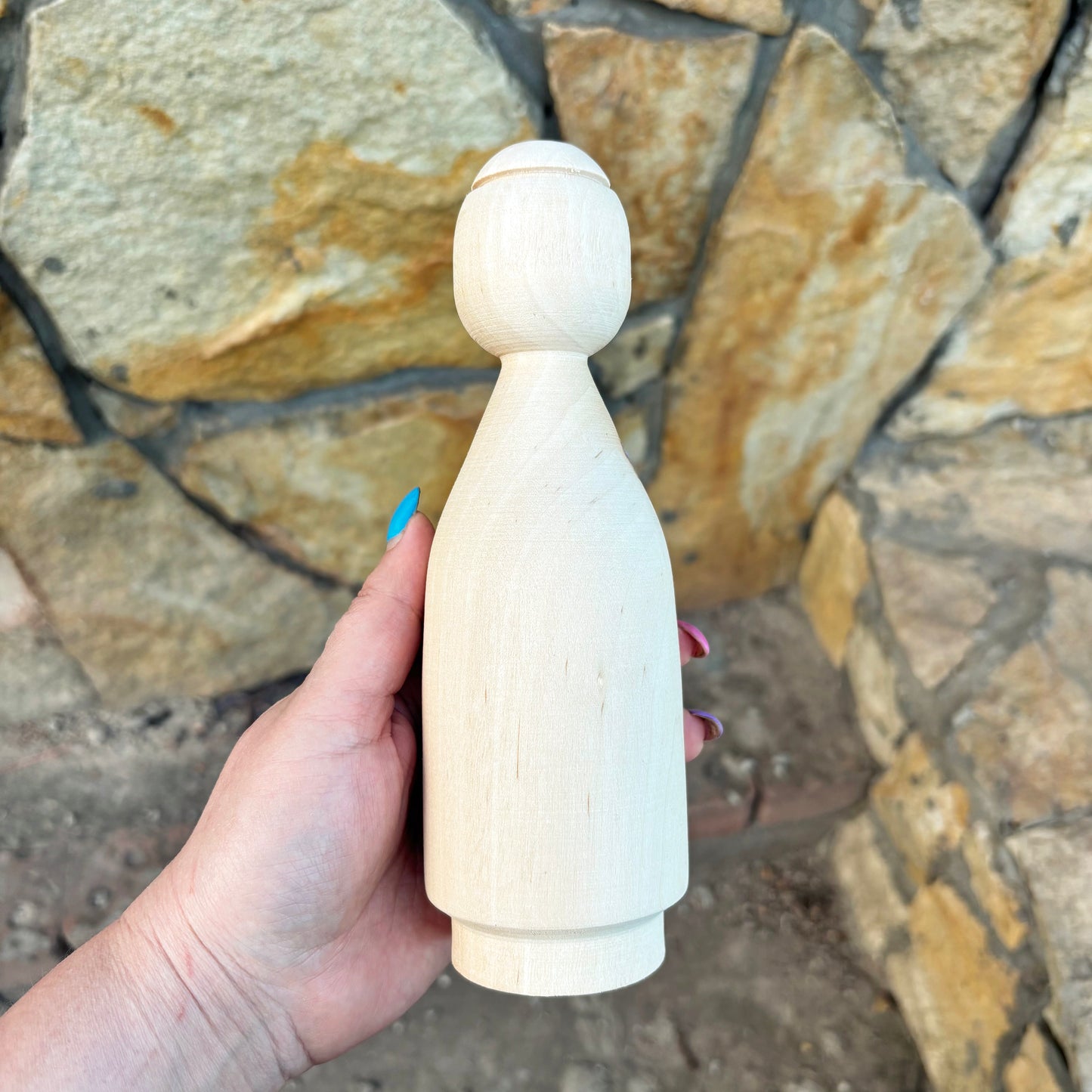 Large Unfinished Wooden Doll Figure, Beech Wood Peg Doll Body, Waldorf Craft Blank, DIY Painting Decor, 205mm - 8.1 inches
