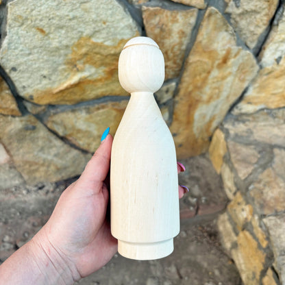 Large Unfinished Wooden Doll Figure, Beech Wood Peg Doll Body, Waldorf Craft Blank, DIY Painting Decor, 205mm - 8.1 inches