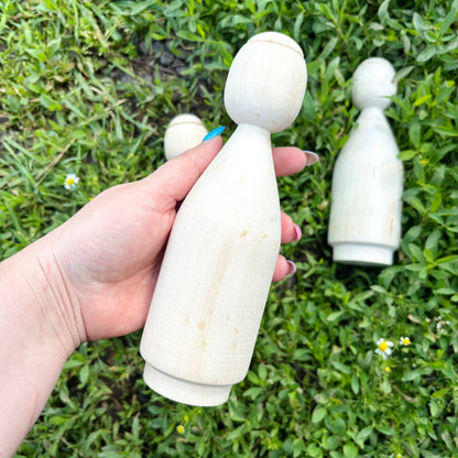 Large Unfinished Wooden Doll Figure, Beech Wood Peg Doll Body, Waldorf Craft Blank, DIY Painting Decor, 205mm - 8.1 inches