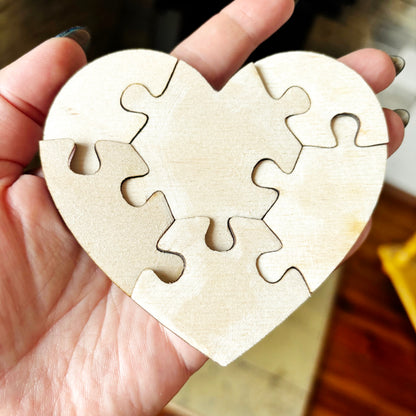 Wooden Heart Puzzle Blank DIY Craft Kit Personalized Guest Book Alternative Unfinished Birch Plywood Laser Cut