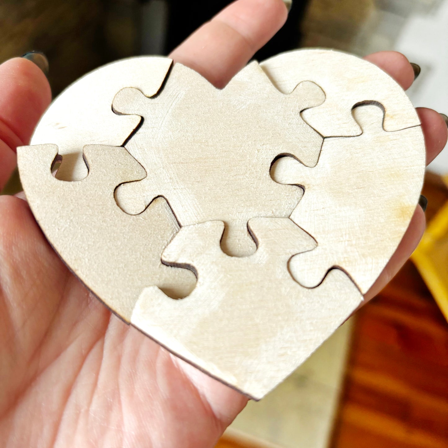 Wooden Heart Puzzle Blank DIY Craft Kit Personalized Guest Book Alternative Unfinished Birch Plywood Laser Cut