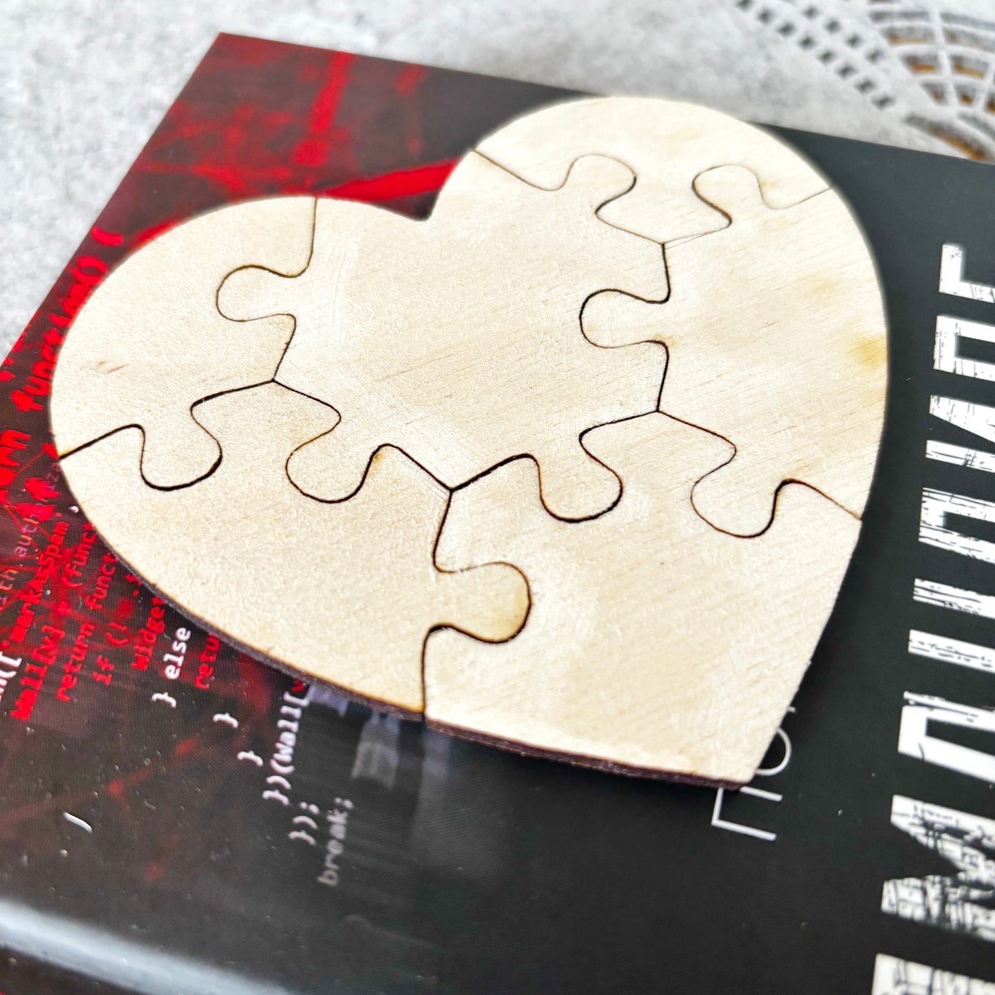 Wooden Heart Puzzle Blank DIY Craft Kit Personalized Guest Book Alternative Unfinished Birch Plywood Laser Cut