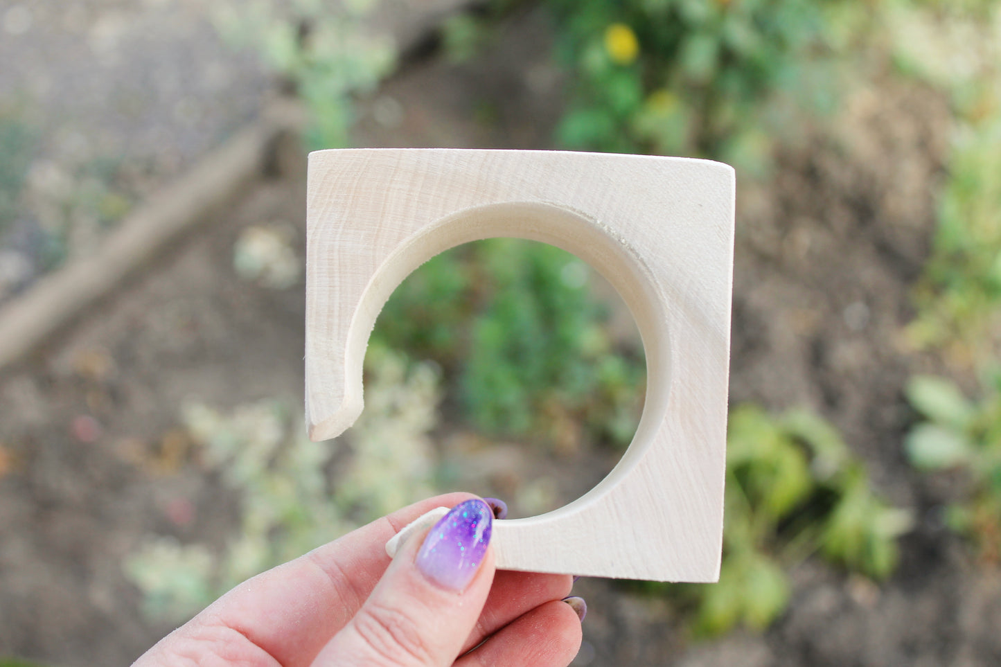 40 mm Wooden cuff  unfinished square with break - natural eco friendly