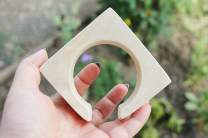 40 mm Wooden cuff  unfinished square with break - natural eco friendly