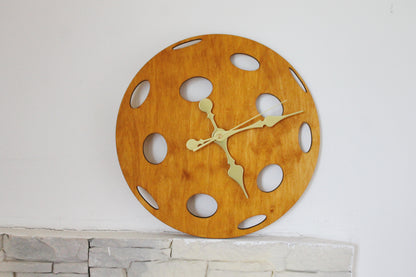 Wooden clock - Pickleball - beech wood color - 355 mm - 14 inches - light and ready to ship - handmade clock - Silent clock mechanism