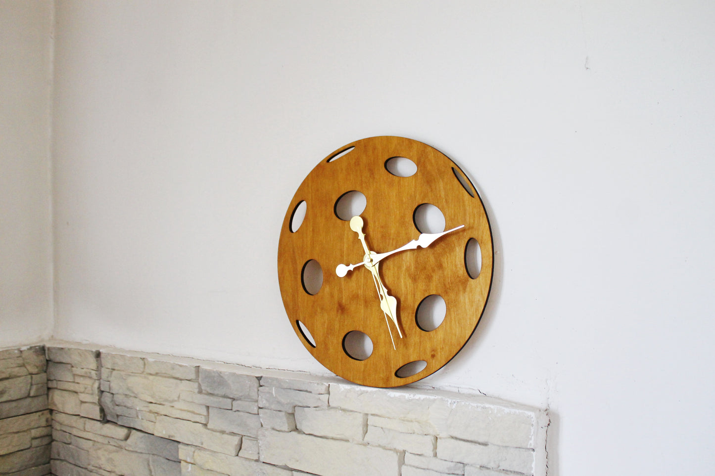 Wooden clock - Pickleball - beech wood color - 355 mm - 14 inches - light and ready to ship - handmade clock - Silent clock mechanism