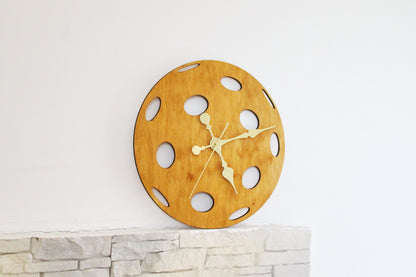 Wooden clock - Pickleball - beech wood color - 355 mm - 14 inches - light and ready to ship - handmade clock - Silent clock mechanism