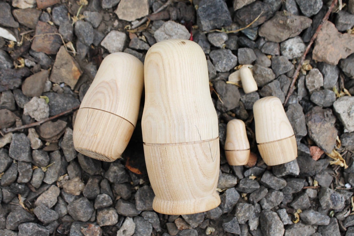 Wooden nesting doll - 5 in 1 Unfinished matryoshka, matrioshka - 127 mm - 5 inches - natural eco friendly - made of ash wood