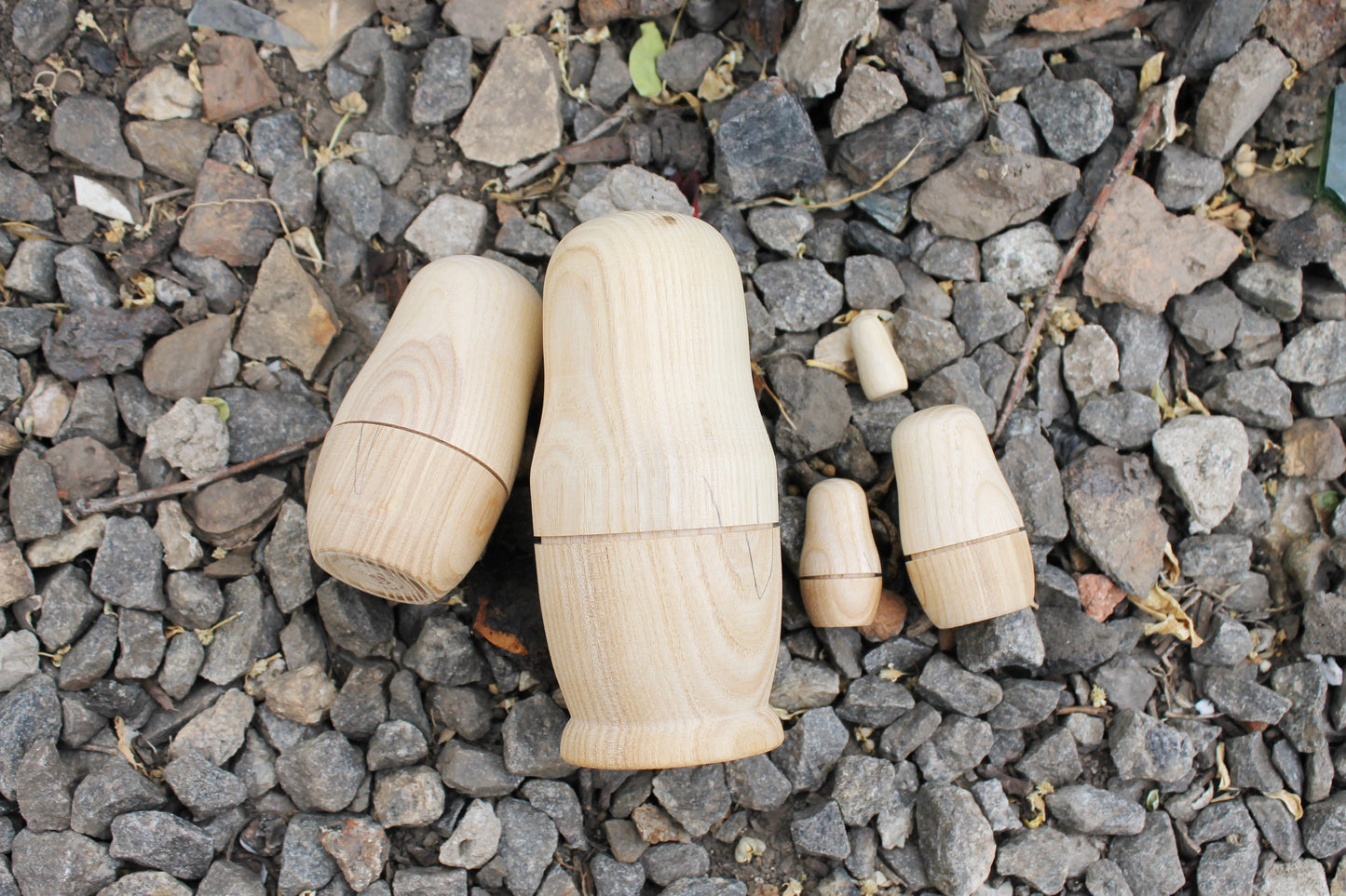 Wooden nesting doll - 5 in 1 Unfinished matryoshka, matrioshka - 127 mm - 5 inches - natural eco friendly - made of ash wood