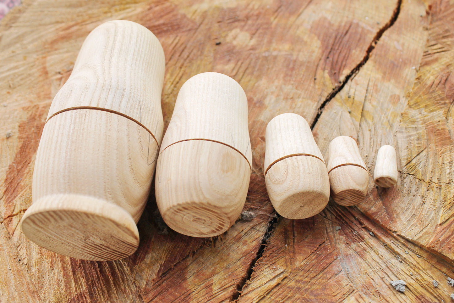 Wooden nesting doll - 5 in 1 Unfinished matryoshka, matrioshka - 127 mm - 5 inches - natural eco friendly - made of ash wood