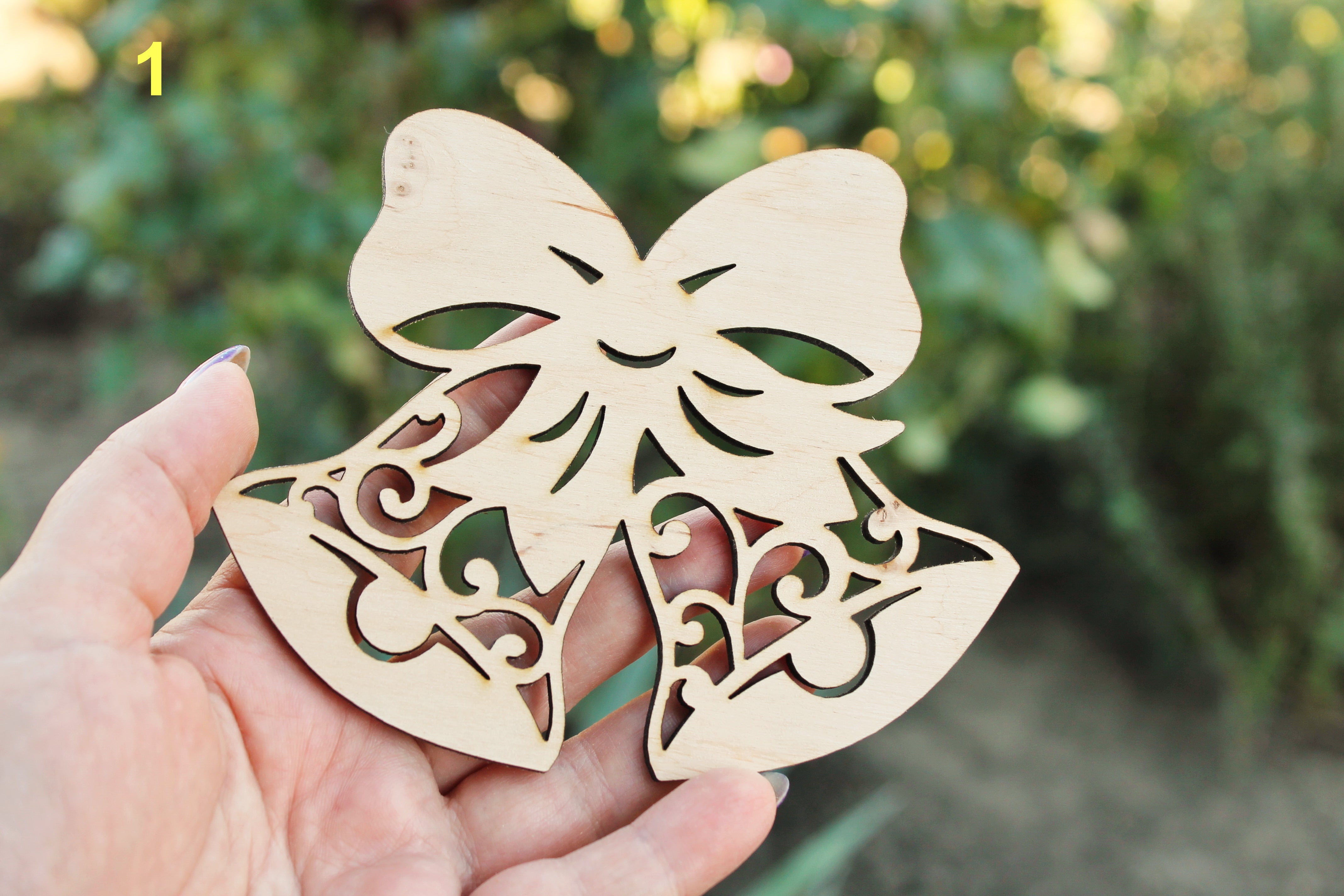 Christmas tree wooden decorative laser cut BELL # 1 - laser cut Christ ...