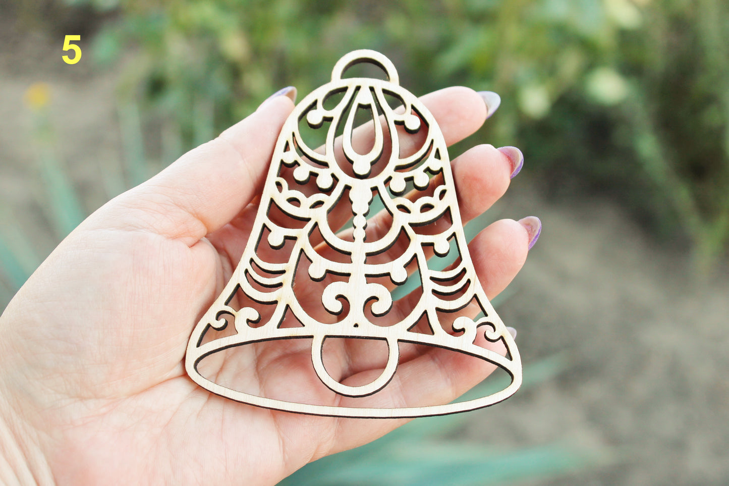 Christmas tree wooden decorative laser cut BELL #5  - laser cut Christmas decor - plywood Christmas Bell- unfinished New year decor