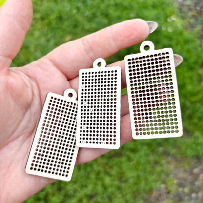 Rectangle Cross Stitch Blank Wooden Pendant, Embroidery Base for Jewelry, Ornament, Brooch, DIY Craft Supply - 2.3 inches