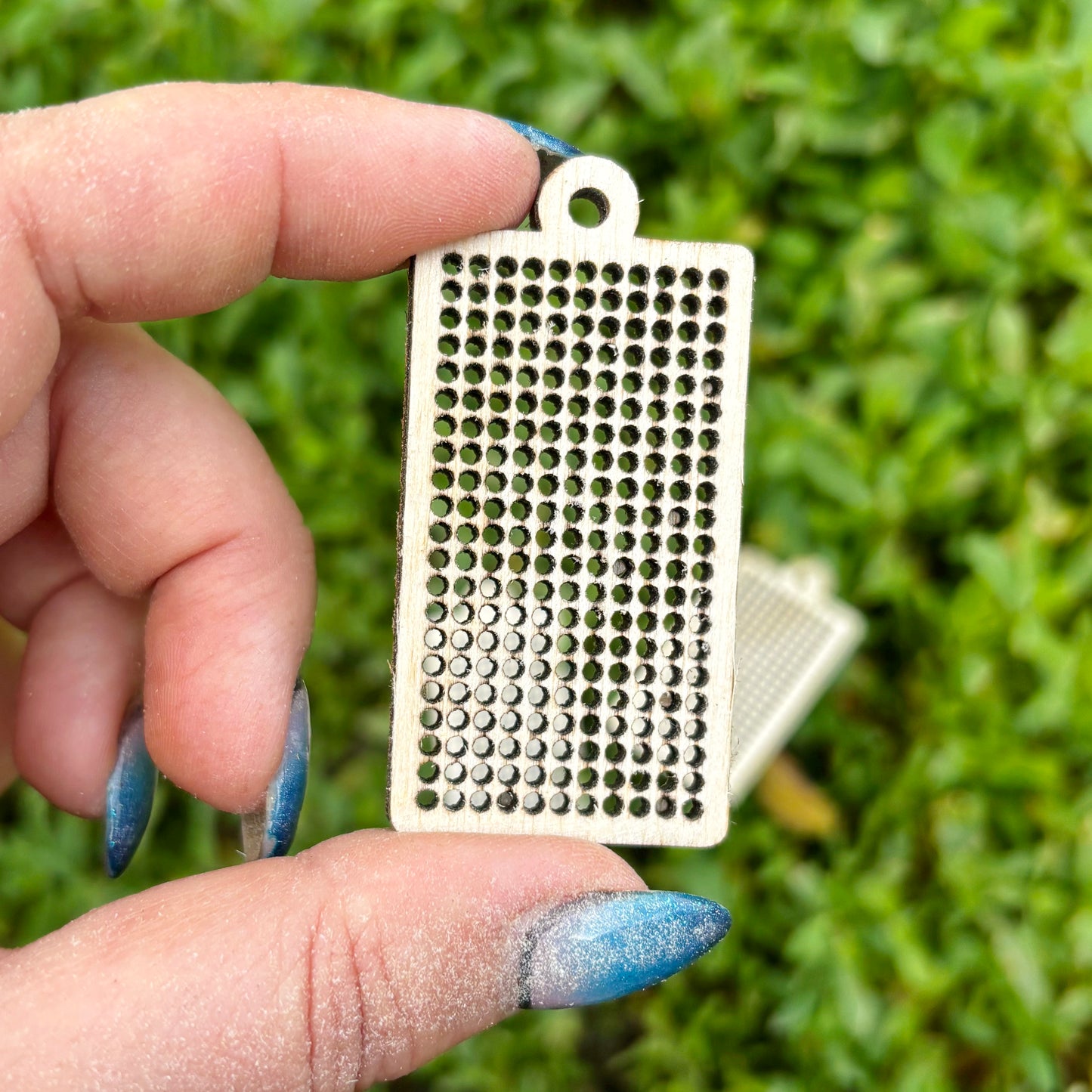Rectangle Cross Stitch Blank Wooden Pendant, Embroidery Base for Jewelry, Ornament, Brooch, DIY Craft Supply - 2.3 inches