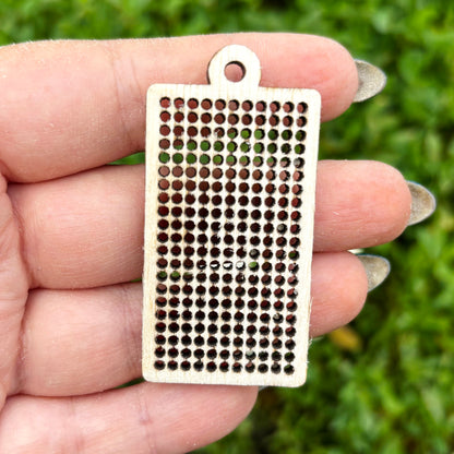Rectangle Cross Stitch Blank Wooden Pendant, Embroidery Base for Jewelry, Ornament, Brooch, DIY Craft Supply - 2.3 inches