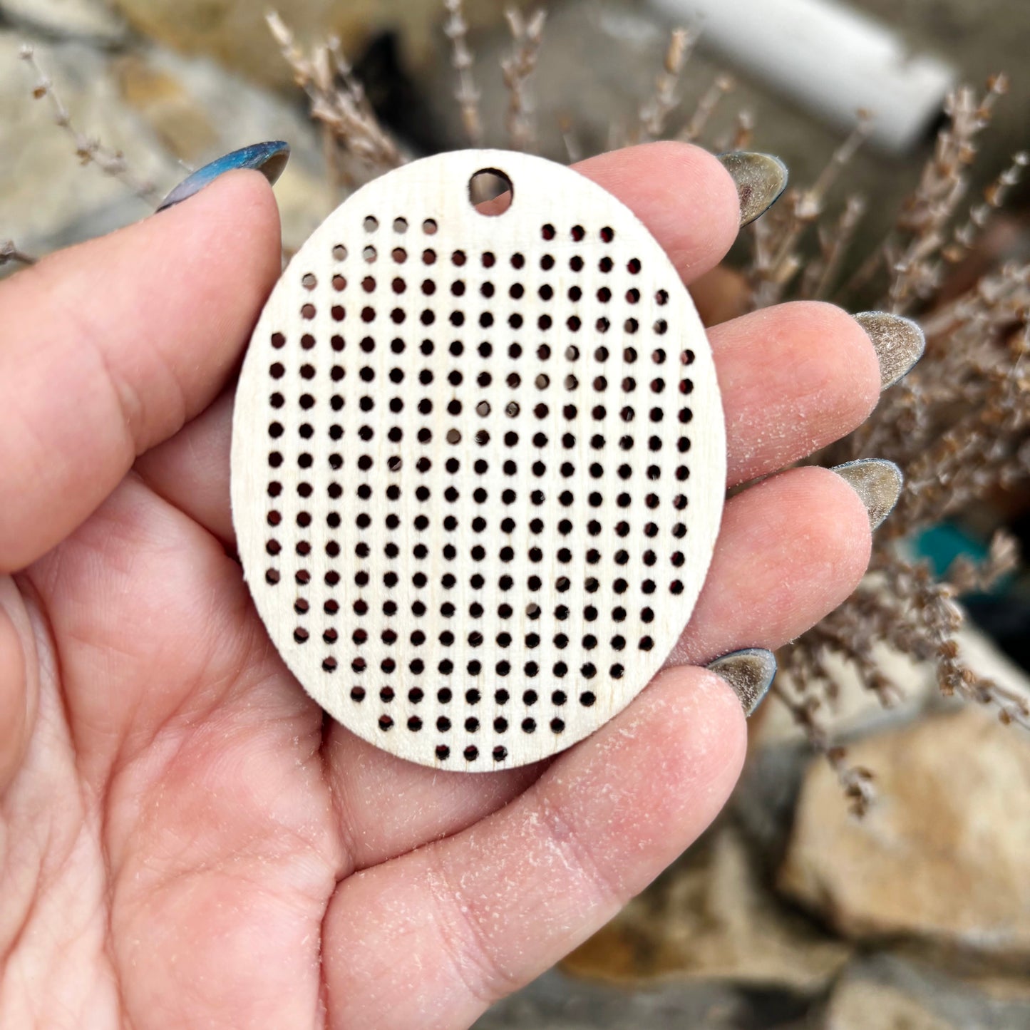 Large Oval Cross Stitch Blank Wood Pendant DIY Embroidery Base Birch Plywood Needlecraft Ornament Laser Cut Shape