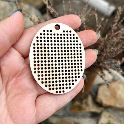 Large Oval Cross Stitch Blank Wood Pendant DIY Embroidery Base Birch Plywood Needlecraft Ornament Laser Cut Shape