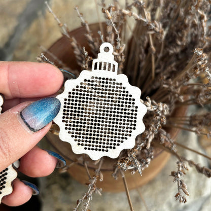 Christmas Ornament Cross Stitch Blank Wooden Bauble Pendant DIY Embroidery Shape Laser Cut Birch Plywood Craft Supply