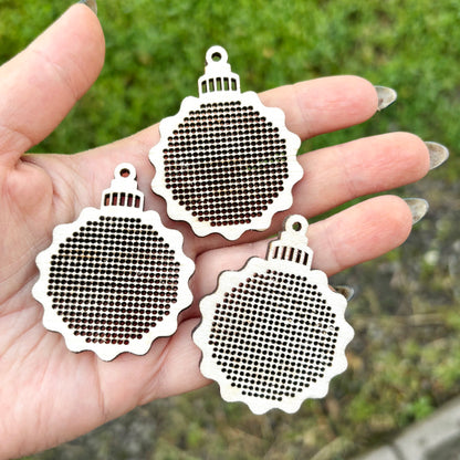 Christmas Ornament Cross Stitch Blank Wooden Bauble Pendant DIY Embroidery Shape Laser Cut Birch Plywood Craft Supply