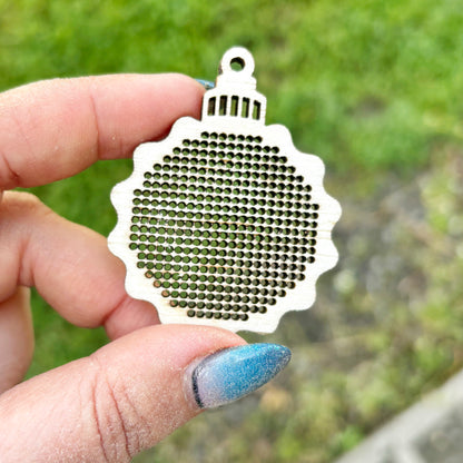 Christmas Ornament Cross Stitch Blank Wooden Bauble Pendant DIY Embroidery Shape Laser Cut Birch Plywood Craft Supply