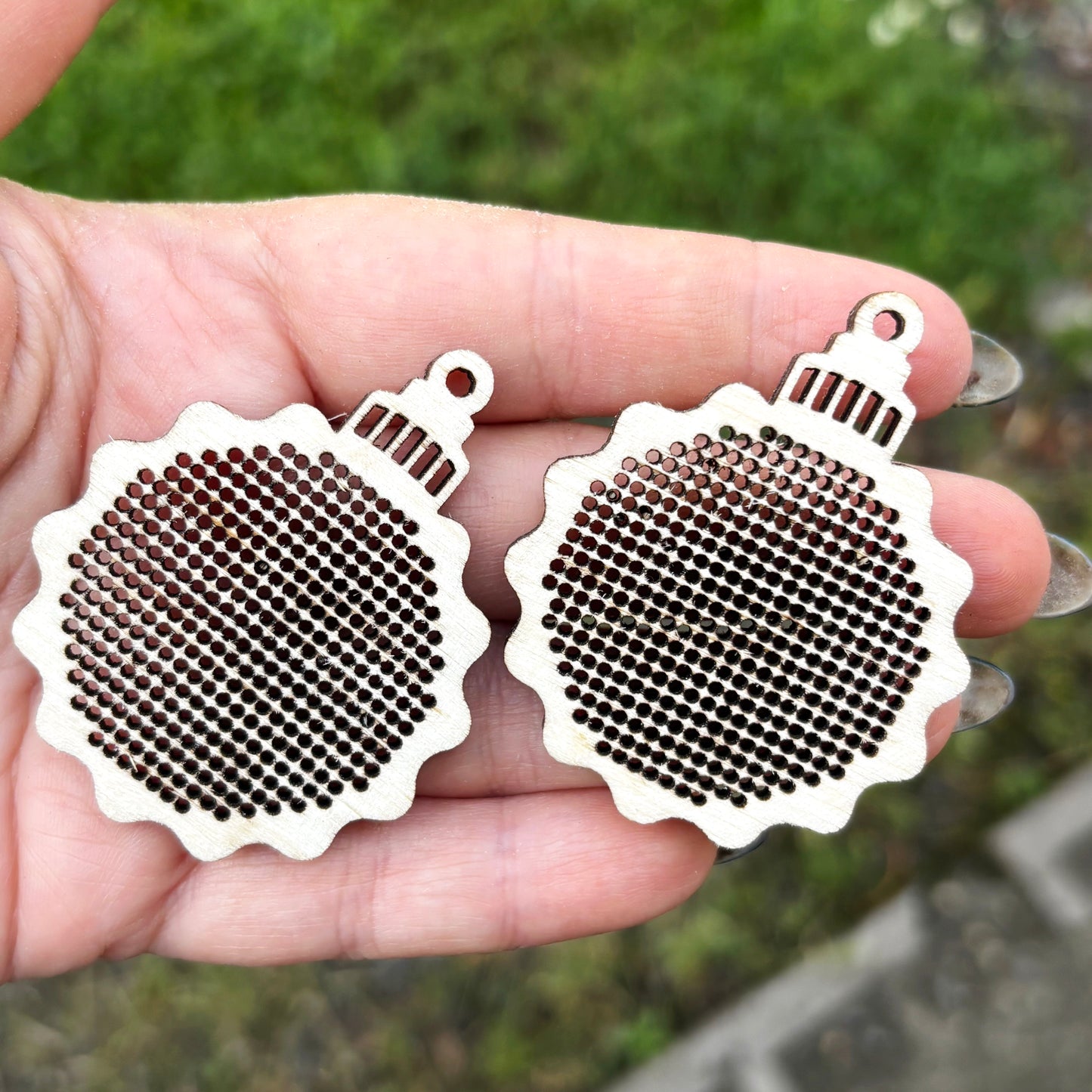 Christmas Ornament Cross Stitch Blank Wooden Bauble Pendant DIY Embroidery Shape Laser Cut Birch Plywood Craft Supply