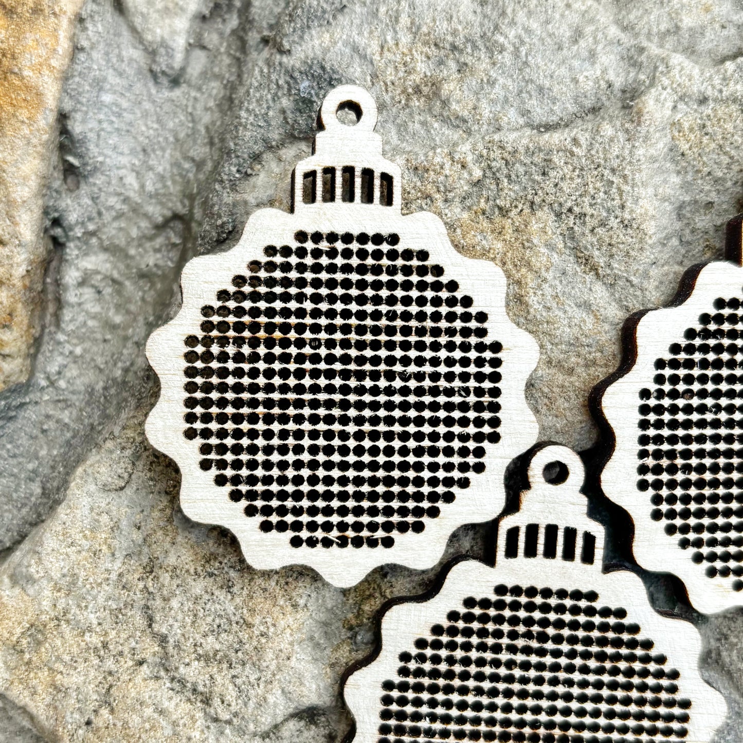 Christmas Ornament Cross Stitch Blank Wooden Bauble Pendant DIY Embroidery Shape Laser Cut Birch Plywood Craft Supply