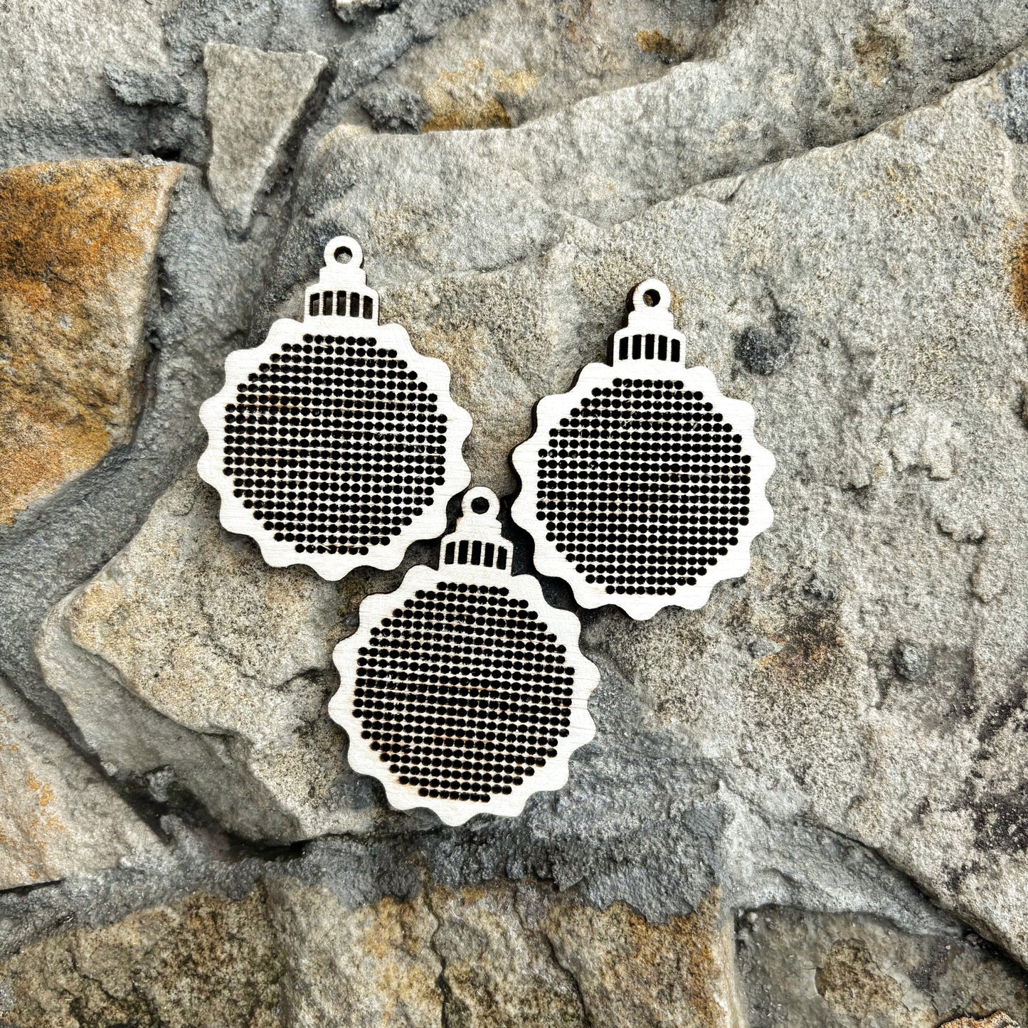 Christmas Ornament Cross Stitch Blank Wooden Bauble Pendant DIY Embroidery Shape Laser Cut Birch Plywood Craft Supply