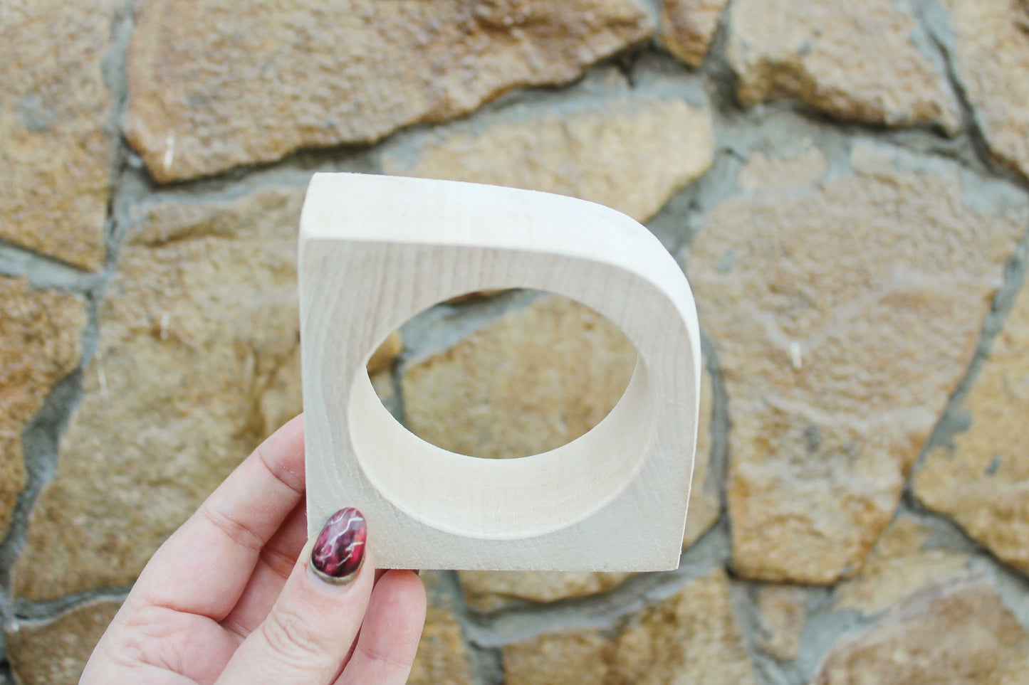 Wooden bangle unfinished - one rounded corner - 30 mm - 1.2 inches - natural eco friendly IL30