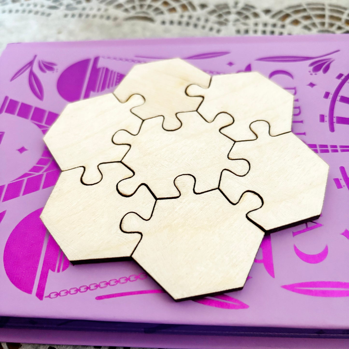 Wooden Flower Puzzle Blank, Unfinished DIY Guest Book, Laser Cut Birch Plywood Puzzle, Paintable Craft Blank, Wedding Decor