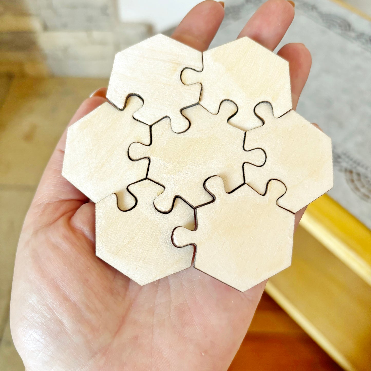 Wooden Flower Puzzle Blank, Unfinished DIY Guest Book, Laser Cut Birch Plywood Puzzle, Paintable Craft Blank, Wedding Decor