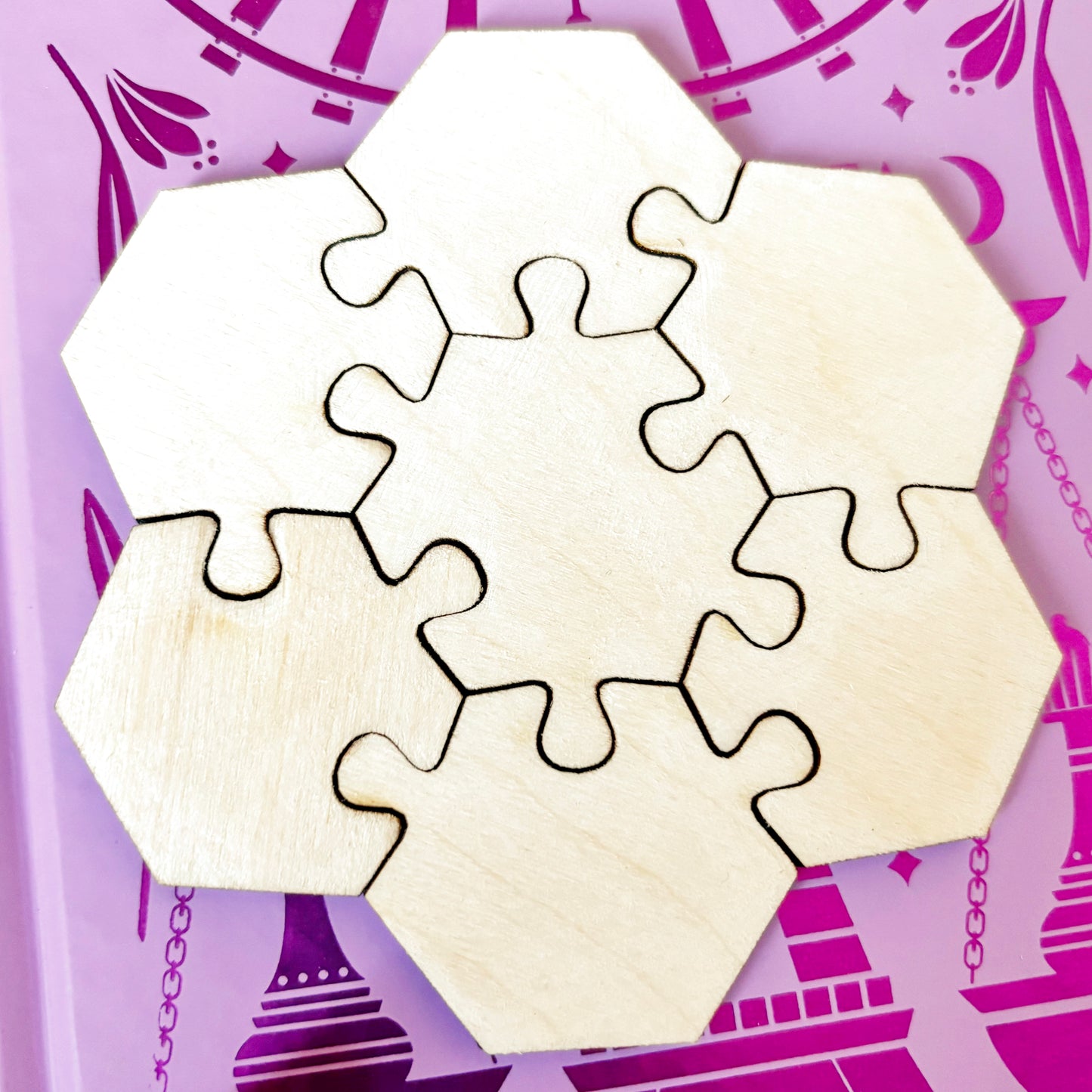Wooden Flower Puzzle Blank, Unfinished DIY Guest Book, Laser Cut Birch Plywood Puzzle, Paintable Craft Blank, Wedding Decor